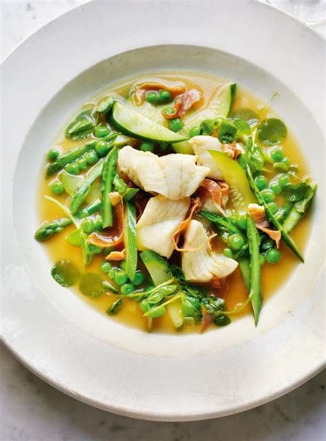 Ragout Of Saut Ed Turbot With Serrano Ham Spring Vegetables And Pea