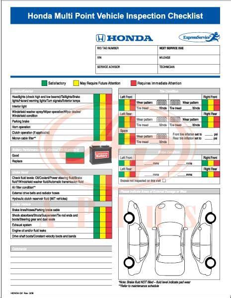 Resultado De Imagem Para Checklist Express Honda Car Checklist