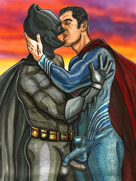 erotic batman superman dawn of justice gay kiss dc comics 16 x etsy
