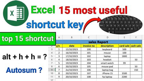 Excel Daily Useful Shortcut Keys Excel Most Useful Shortcut Keys Youtube