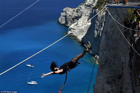 New Rope Jumping Craze Hits Greek Island Zakynthos Daily Mail Online