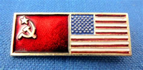 Vintage Pin Ussr And Usa Flag Cold War Soviet Pin Badge Rare Etsy