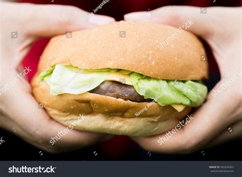 Woman Hand Hold Hamburger Stock Photo Shutterstock