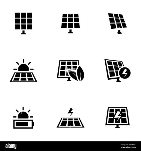 Icons For Theme Solar Panels Vector Icon Set White Background Stock