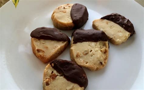 Chocolate Dipped Macadamia Nut Shortbread Cookies