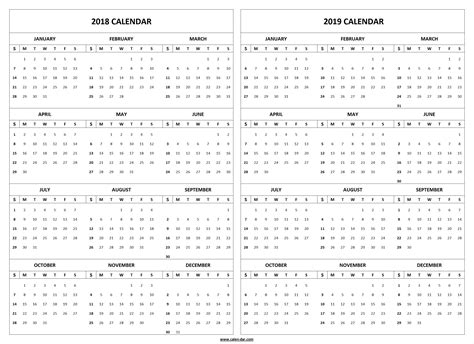 2018 2019 Calendar Blank Calendar Pages Printable Yearly Calendar