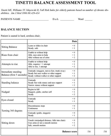 Tinetti Test Tinetti Performance Oriented Mobility Assessment