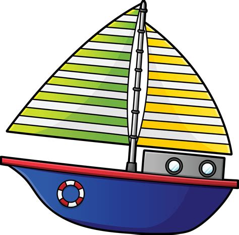 Segelboot Cartoon Clipart Farbige Illustration Vektor Kunst Bei