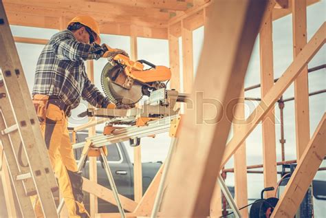 Construction Contractor Worker Using Stock Image Colourbox