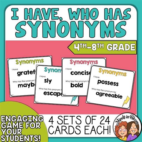 Synonyms I Have Who Has 4 Different Sets Of Cards Grades 4 8