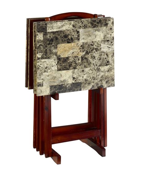 Tray table 19w x 15.75d x 26.25h. Folding Tray Tables: Tray Table Set Faux Marble