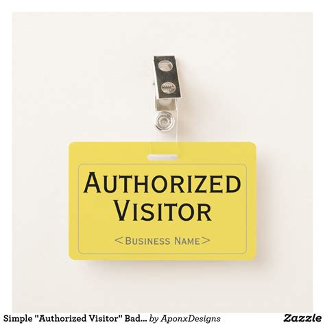 Simple Authorized Visitor Badge Zazzle Visitor Badges Simple Badge