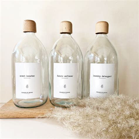 Laundry Bottles 1litre Refillable Clear Glass Bottles Etsy Uk