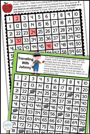 Four Apple Math Games For The 120 Chart Your Students Will Practice