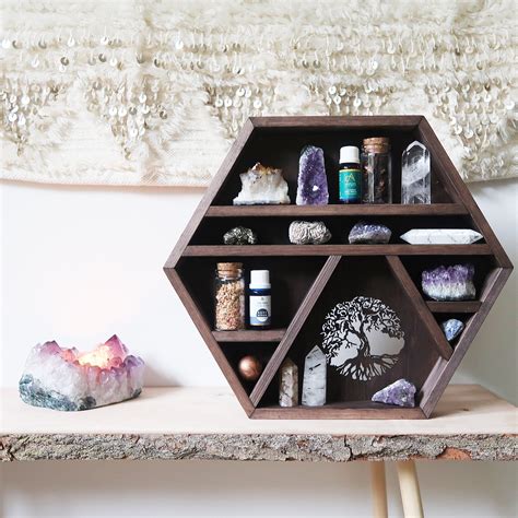 Tree Of Life Hexagon Crystal Shelf Crystal Shelves Crystals Unique