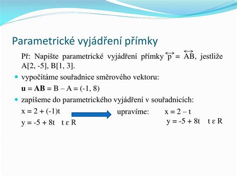 Ppt Parametrické Vyjádření Přímky V Rovině Powerpoint Presentation