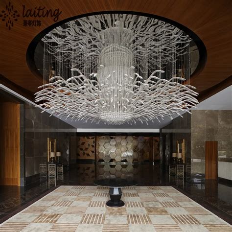 Modern Hotel Lobby Custom Made Chandelier Light For Low Ceiling View