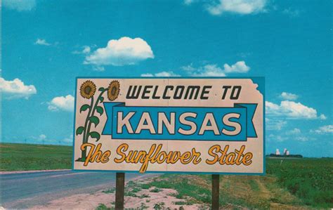 Vintage Welcome To Kansas Postcard The Sunflower State Etsy