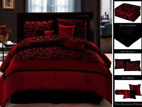 Black and red bedding set can you give you that. 7 Piece Faux Silk Satin Comforter Set Bedding-in-a-bag ...