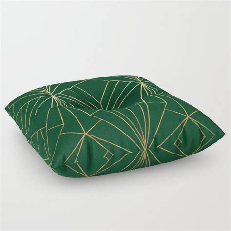 Buy Art Deco In Gold And Green Large Scale Floor Pillow By Wellingtonboot Worldwide Shipping
