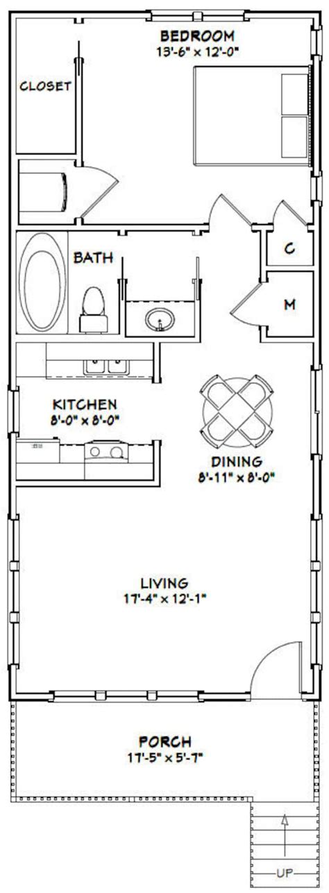 18x40 House 1 Bedroom 1 Bath 720 Sq Ft Pdf Floor Plan Etsy Small