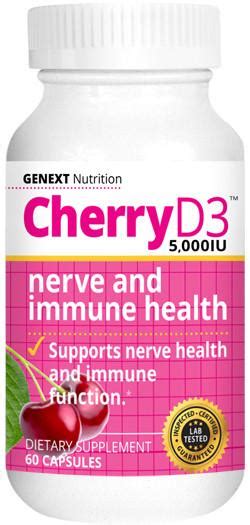 Cherry D3 Tart Cherry Vit D3 5000 Iu Nerve Health Immune Boost