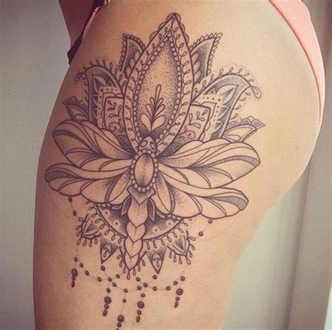 lotus flower thigh tattoos