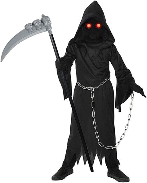 Grim Reaper Halloween Costume For Kidsglowing Eyes Creepy Phantom