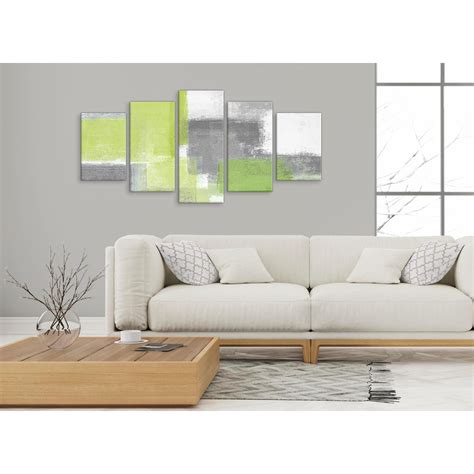 The most common lime green decor material is cotton. 5 Panel Lime Green Grey Abstract Office Canvas Pictures ...