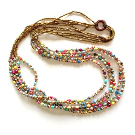 Your New Favorite Necklace Five Strands Of Tiny Paper Beads Are