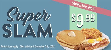 Denny's Canada Super Slam for $9.99 (2 Pancakes, 2 Eggs, 2 Strips of