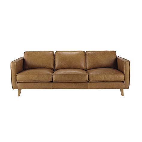 Sofa 3 sitzer leder sofas couch polster garnitur sofagarnitur moderne couchen. 3 seater leather vintage sofa in camel Hipster | Maisons ...