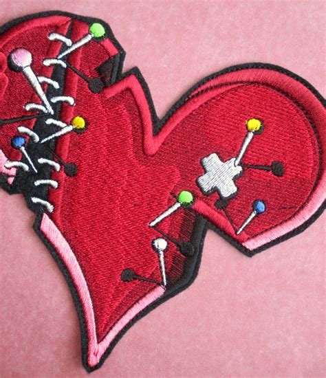 embroidered valentine broken heart applique patch pins and etsy