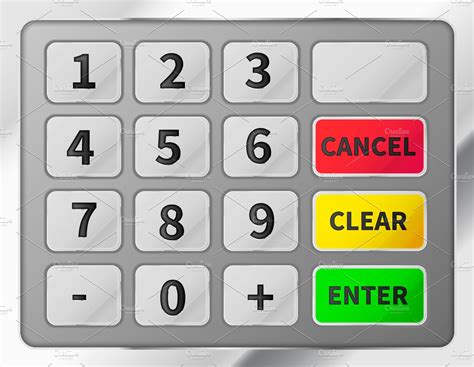 Bright Realistic Atm Keypad Custom Designed Graphic Objects