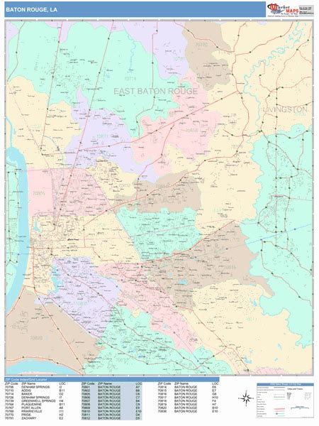 Baton Rouge Louisiana Zip Code Maps Color Cast