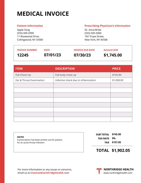 Medical Billing Invoice Template George