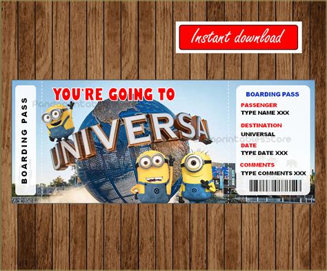 Free printable universal orlando tickets, Download Free printable