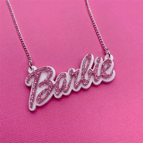 Glitter Pink Barbie Necklace Etsy
