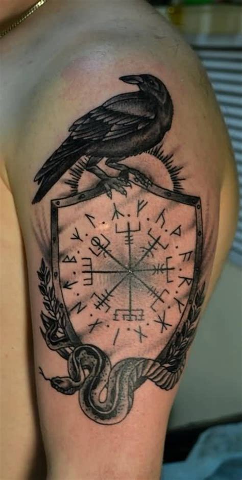 Nice Pagan Norse Tattoo Design With Nice Raven Pagan Tattoo Norse