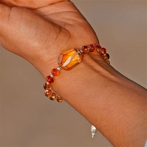 Citrine Gemstone Beads Bracelet Natural Citrine Hand Crafted Etsy