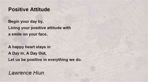 Positive Attitude Positive Attitude Poem By Lawrence H