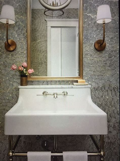 Simple elegant powder room / bathroom | Powder room vanity, Powder room decor, Powder room wallpaper