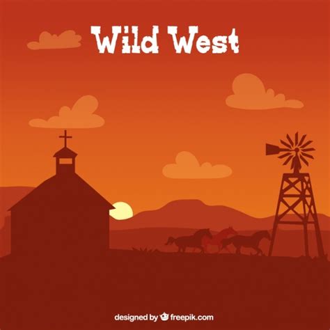 Free Vector Brown Western Background With Chapel And Horses