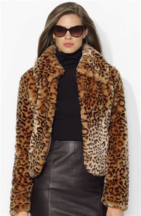 lauren ralph lauren leopard print faux fur jacket nordstrom