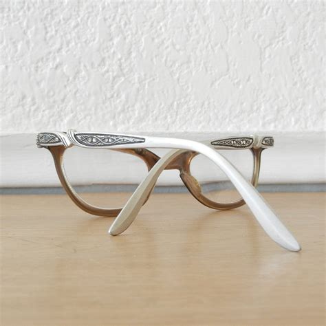 1950s horn rimmed cat eye glasses aluminum frames