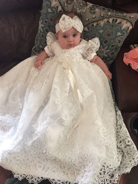 Vintage Infant Baptism Dresses Soft Lace Baby Ivory White Christening
