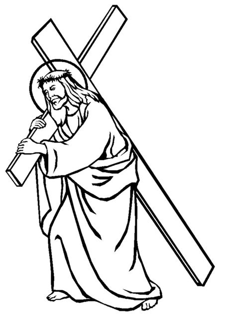 Jesus Carries The Cross Coloring Pages Picture 8 Printable Jesus
