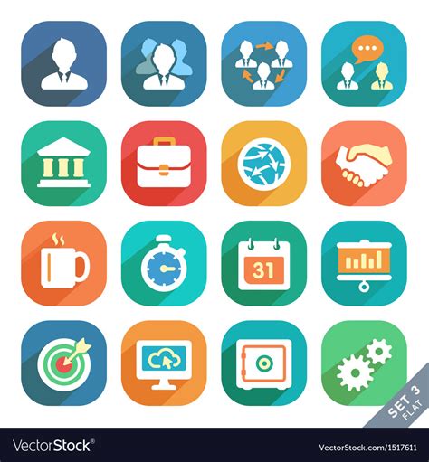 Office And Business Flat Icons Royalty Free Vector Image