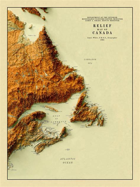 Atlantic Canada Map Canada 2d Relief Map Vintage Map Of Etsy Finland