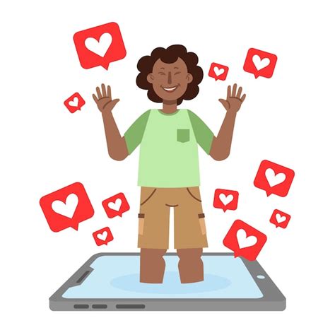 Free Vector A Person Addicted To Social Media Illustration Concept